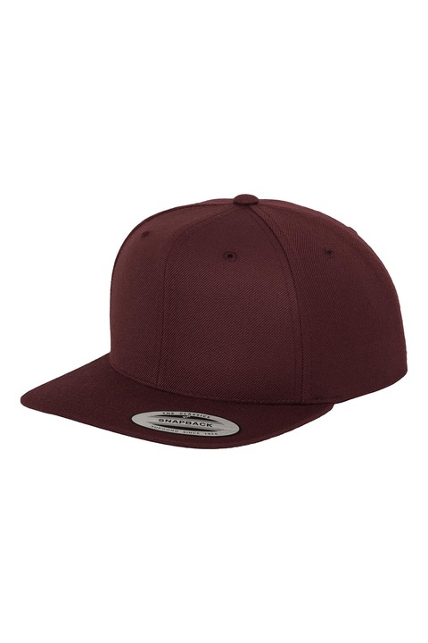 Flexfit, Sapca unisex din amestec de lana cu cozoroc plat, Rosu Bordeaux