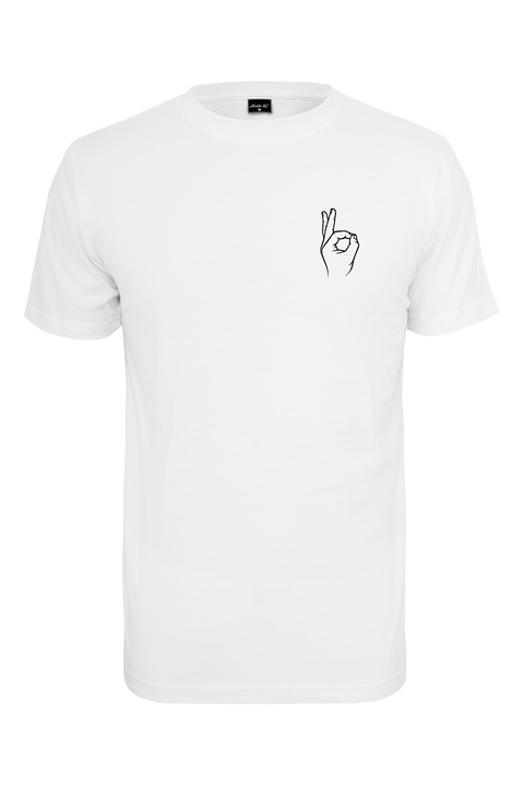 Mister tee, Tricou de bumbac cu decolteu la baza gatului, Alb
