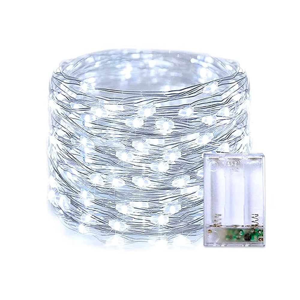 Instalatie de Craciun Liniara Zenino® - 30 LED, 3M, Fir Transparent, 2 Jocuri de Lumini, Baterii, Interior, Alb Rece