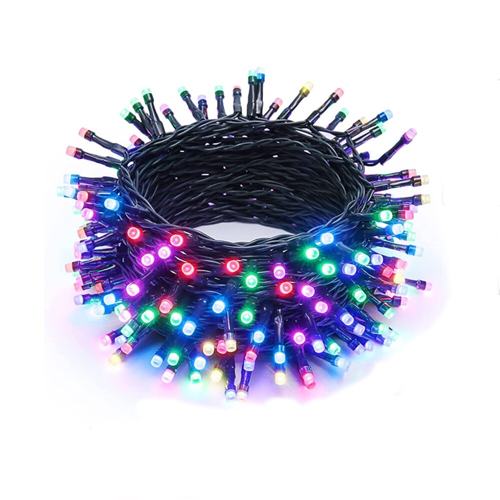 Instalatie de Craciun Liniara Zenino® - 100 LED, 10M, 2 Jocuri de Lumini, Baterii, Fir Verde, Interior, Multicolor