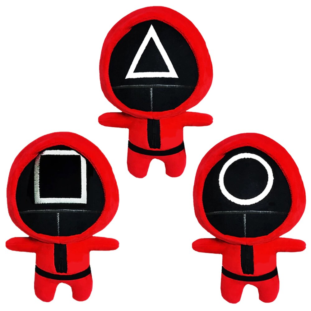 Set 3 Jucarii Squid Game Zenuk® - Soldati, Fidget Toys, Plus, 13 cm, Rosu