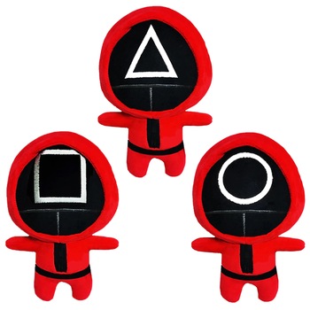Set 3 Jucarii Squid Game Zenuk® - Soldati, Fidget Toys, Plus, 13 cm, Rosu Set 3 Jucarii Squid Game Zenuk® - Soldati, Fidget Toys, Plus, 13 cm, Rosu