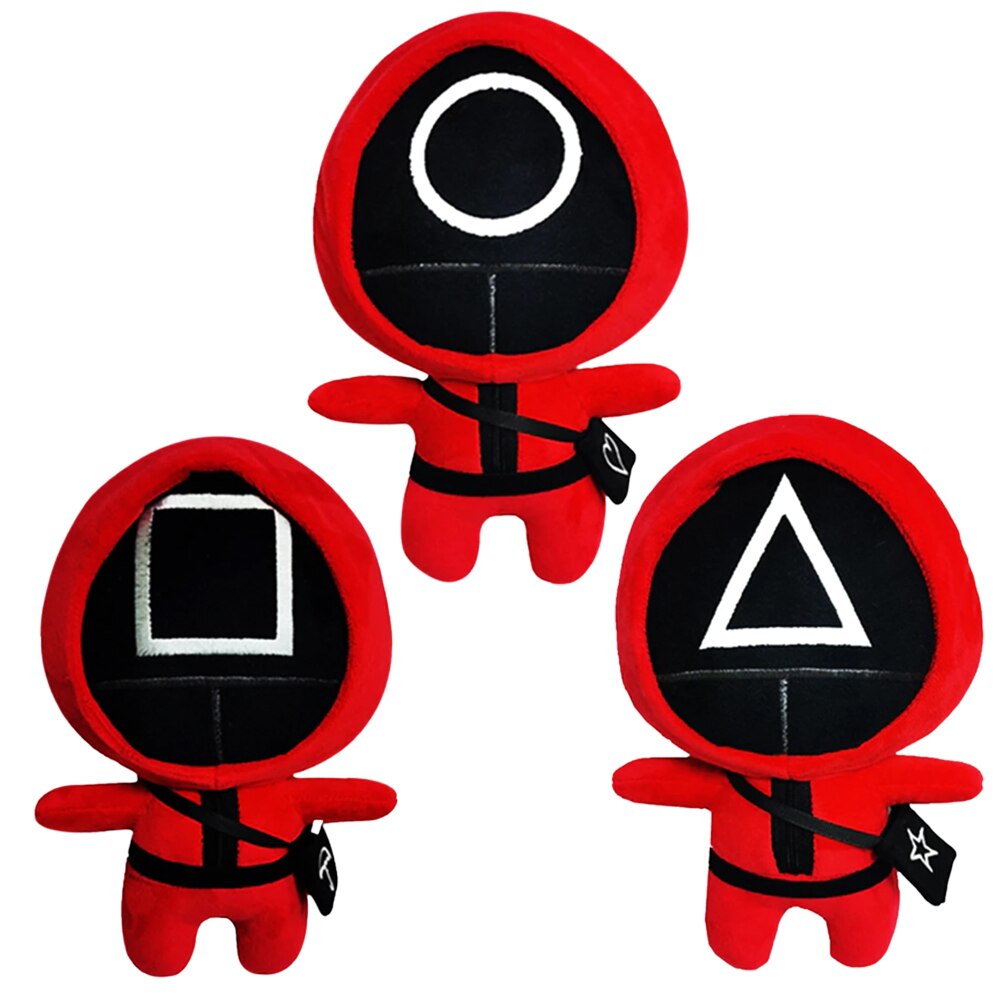 Set 3 Jucarii Squid Game Zenuk® - Soldati, Fidget Toys, Plus, 23 cm, Rosu