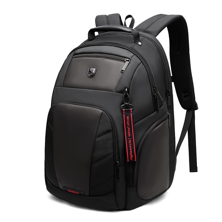 Rucsac laptop 15,6", impermeabil, cu orificiu pentru cablu USB sau casti, Arctic Hunter, 47x34x19 cm, Negru