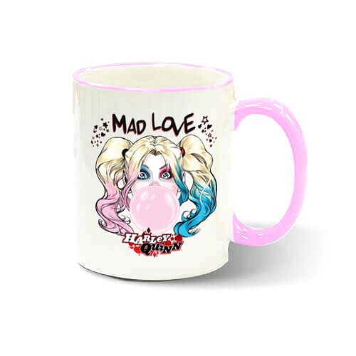Cana maner roz 330ml cu Harley Quin MadLove 017
