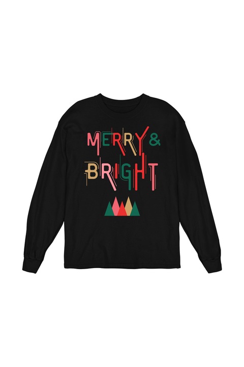 Bluza Femei Mesaje de Craciun, Merry& Bright, negru, Negru