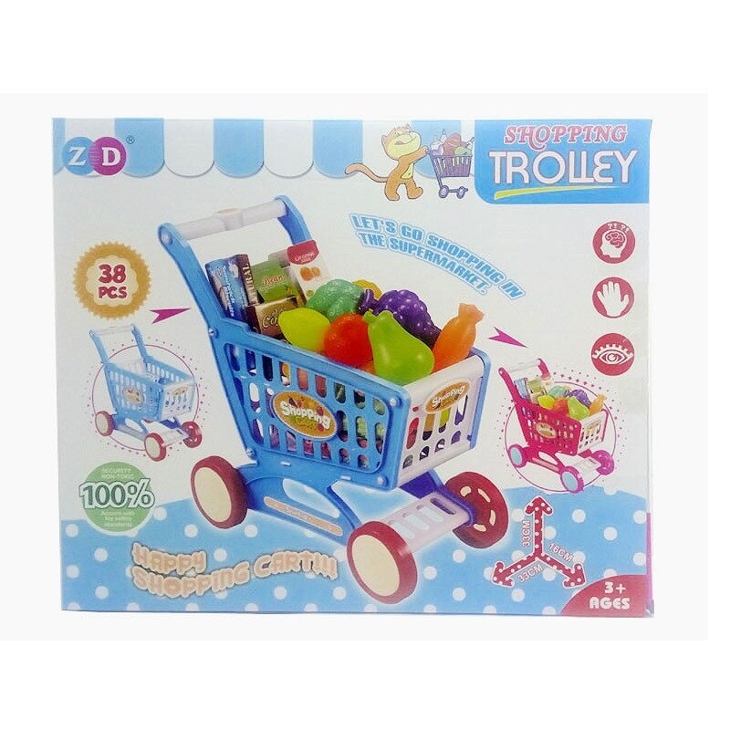 Carut pentru Cumparaturi cu Fructe si Legume din Plastic, 38 piese