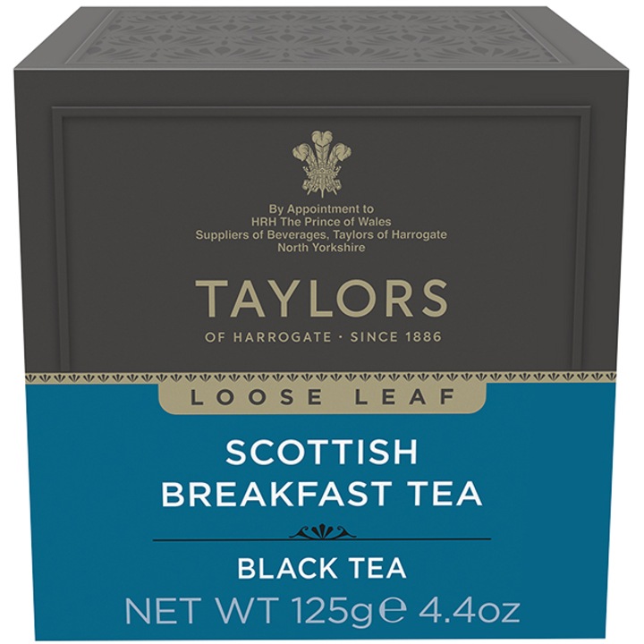 Ceai Negru Scottish Breakfast, Taylors of Harrogate, Frunze, Cutie Carton, 125g