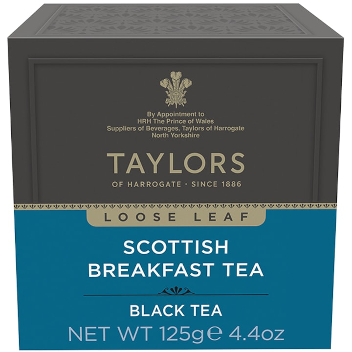 Черен чай Taylors of Harrogate Scottish Breakfast, Листа, Картонена кутия, 125 гр