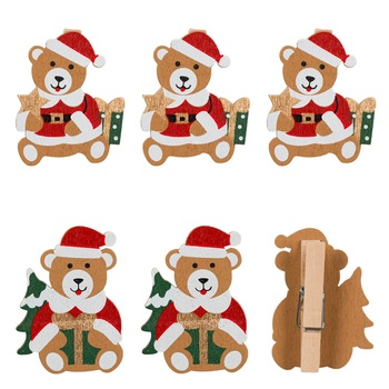 Clestisori decorativi, Zola, pentru Craciun, ursuleti imbracati in hainele mosului, 6bucati Clestisori decorativi, Zola, pentru Craciun, ursuleti imbracati in hainele mosului, 6bucati