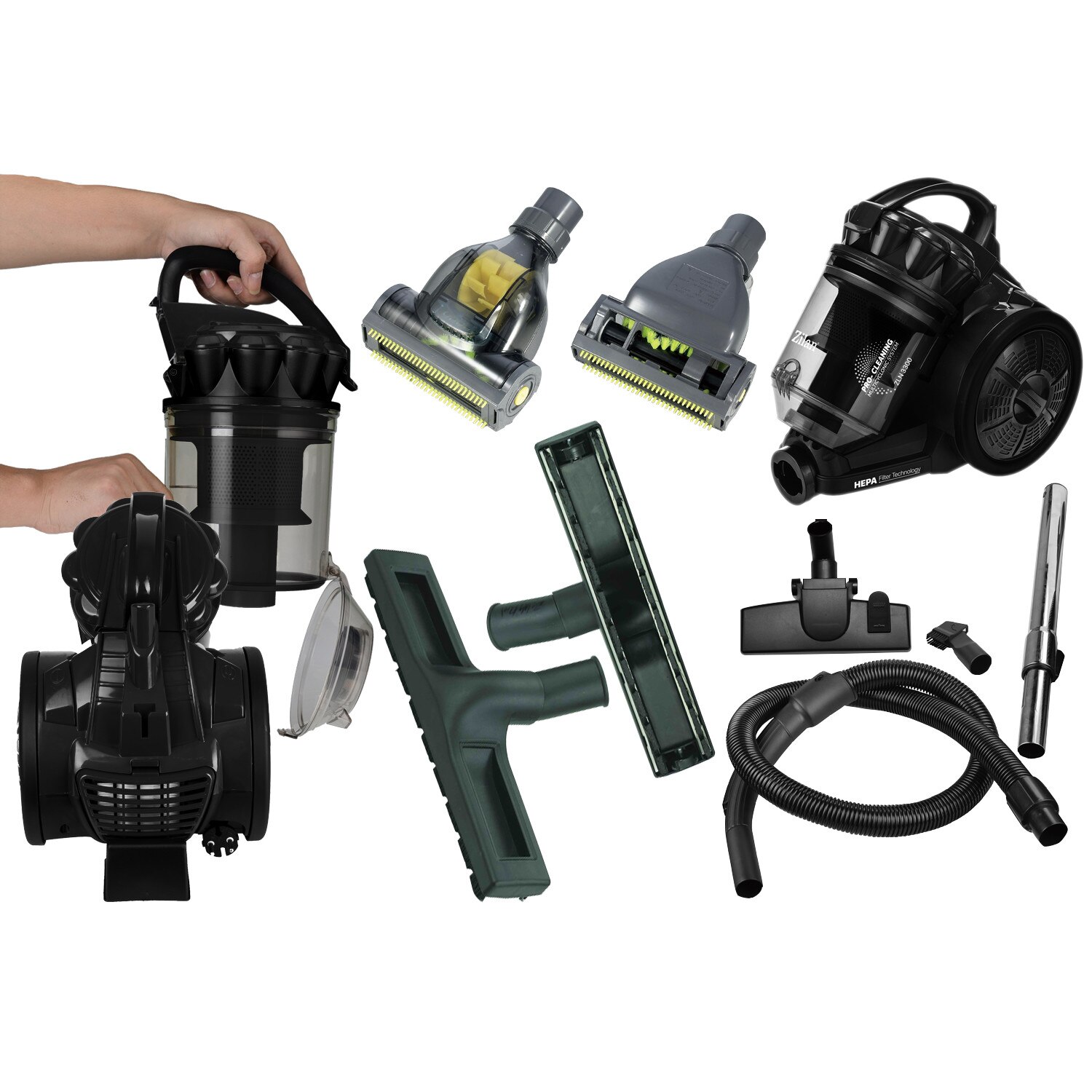 Aspirator fara sac Zilan ZLN3300 Negru, 700W, filtru HEPA 13 si control flux de aer pe maner