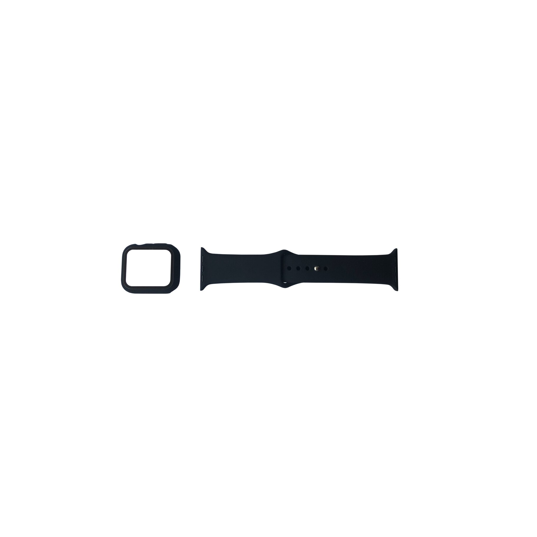 Curea din silicon si carcasa de protectie fullbody pentru Apple Watch, negru