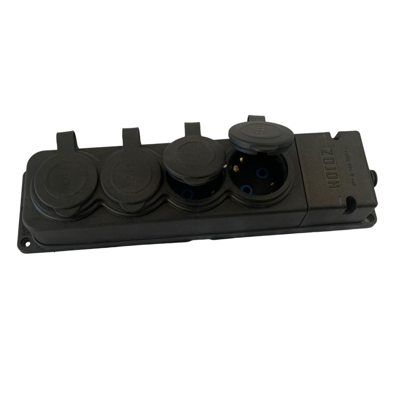 Prelungitor cu 4 prize, Black-4, IP44, Schuko, fara cablu