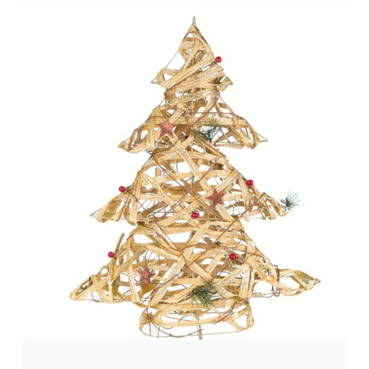 Karácsonyi világító fa arany fenyő bogyók 35 izzók 49x10x60 cm