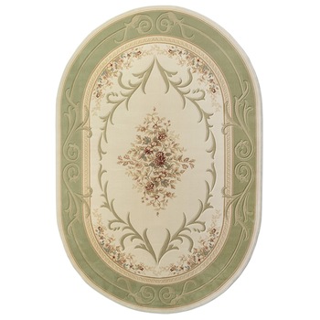 Covor lana 100% Premium 2518-2-51083, 80 x 150 cm, bej/verde, floral Covor lana 100% Premium 2518-2-51083, 80 x 150 cm, bej/verde, floral