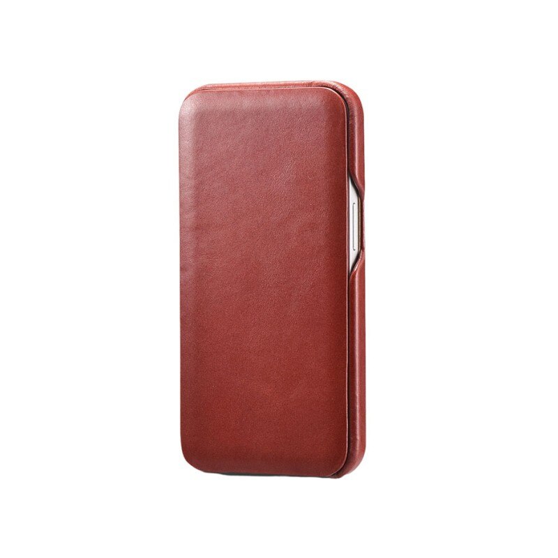 Husa Premium Tip Carte iCarer Vintage Folio, Pentru iPhone 13, Piele Naturala, Rosu - 9313