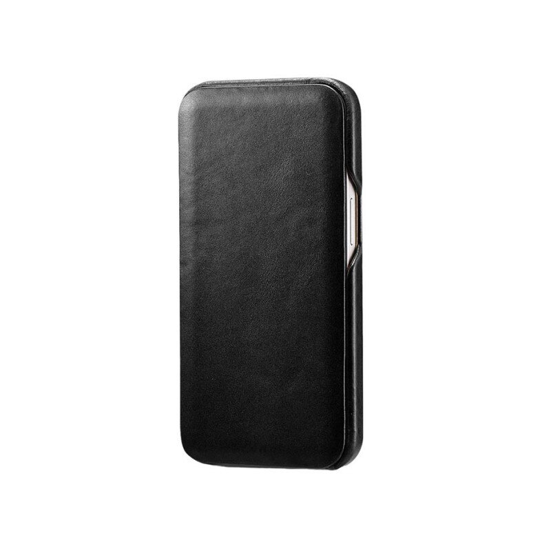 Husa Premium Tip Carte iCarer Vintage Folio, Pentru iPhone 13 Mini, Piele Naturala, Negru - 9269