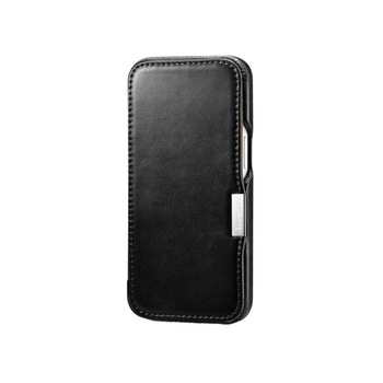 Husa Premium Tip Carte iCarer Metal Clip Vintage Folio, Pentru iPhone 13 Mini, Piele Naturala, Negru - 9382 Husa Premium Tip Carte iCarer Metal Clip Vintage Folio, Pentru iPhone 13 Mini, Piele Naturala, Negru - 9382
