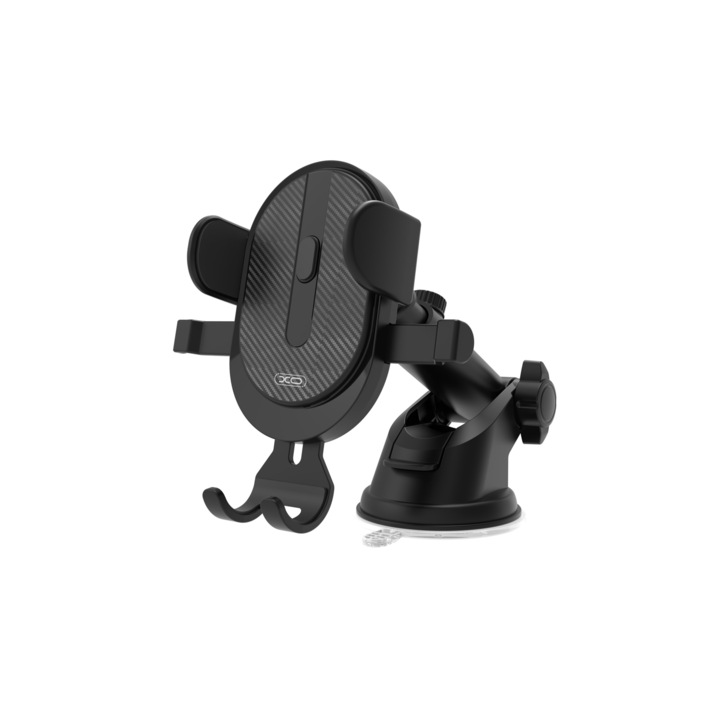 Suport auto XO Model C60, Negru, Universal, Fixare cu ventuza, Prindere Ferma si Sigura, Brate ajustabile