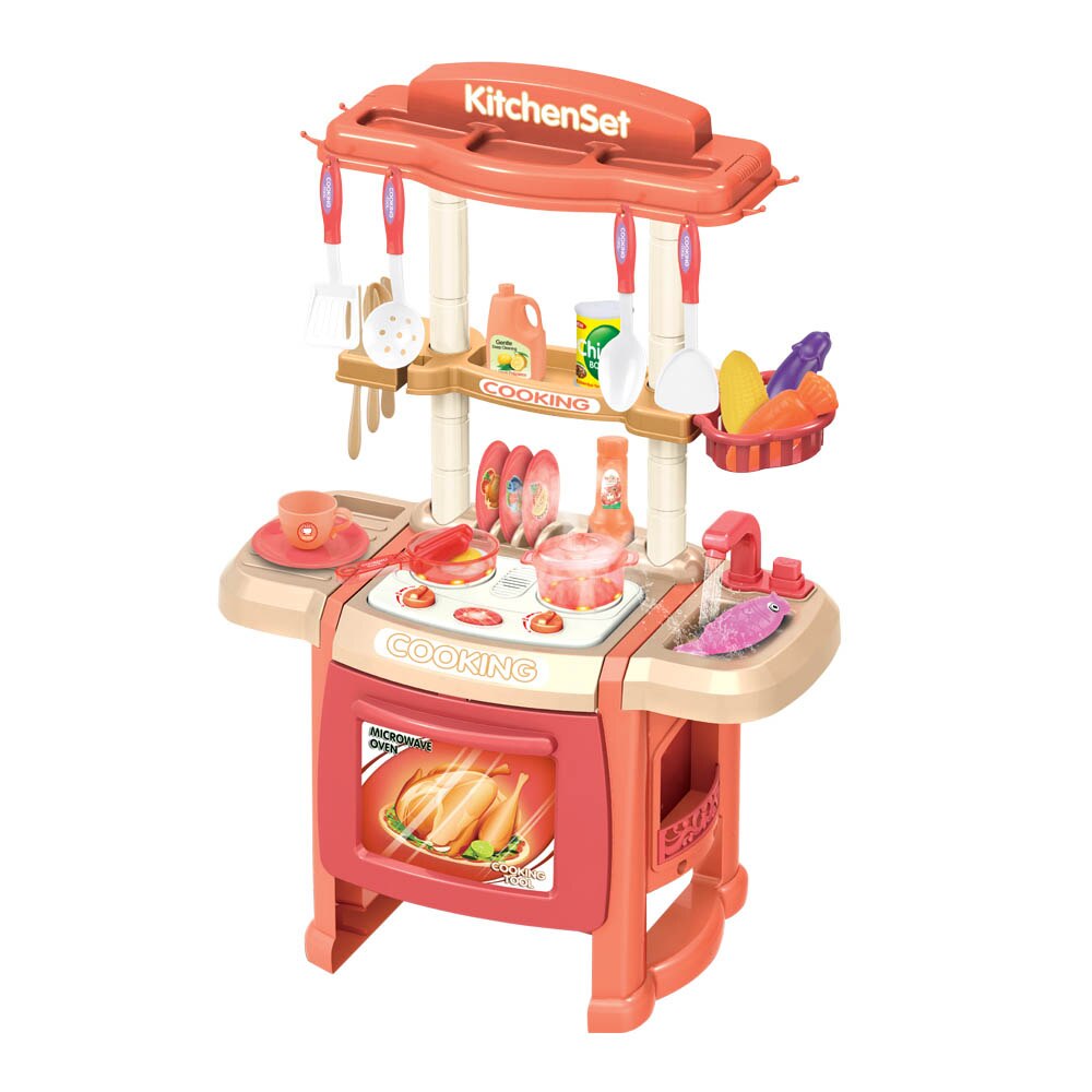 Set bucatarie de jucarie Timeless Tools, 32 piese, 49x30x70 cm, Portocaliu