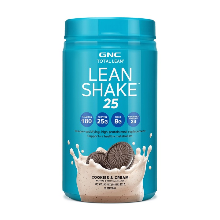 GNC Total Lean® Lean Shake™ 25, Shake Proteic, cu Aroma de Biscuiti si Frisca, 832 g