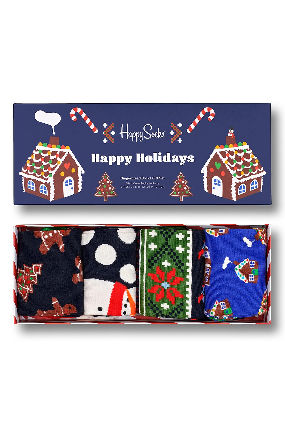 Happy Socks, Set de sosete lungi unisex cu model - 4 perechi, Multicolora