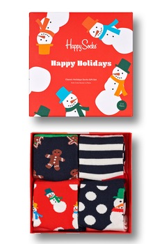 Happy Socks, Set cadou de sosete cu tematica de Craciun - 4 perechi, Multicolora Happy Socks, Set cadou de sosete cu tematica de Craciun - 4 perechi, Multicolora