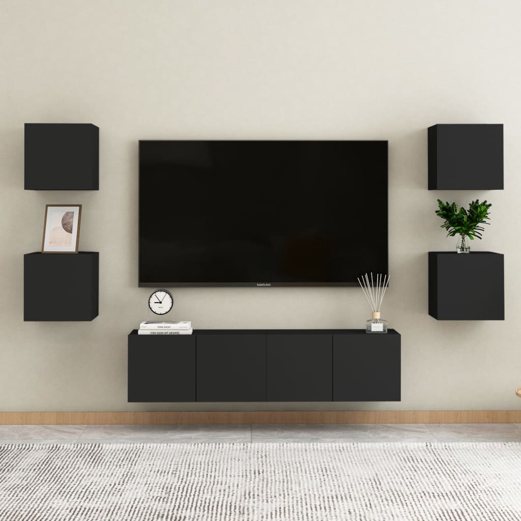 Set dulap TV Black Box, Zakito Europe, PAL, 6 piese, 60x30x30 cm