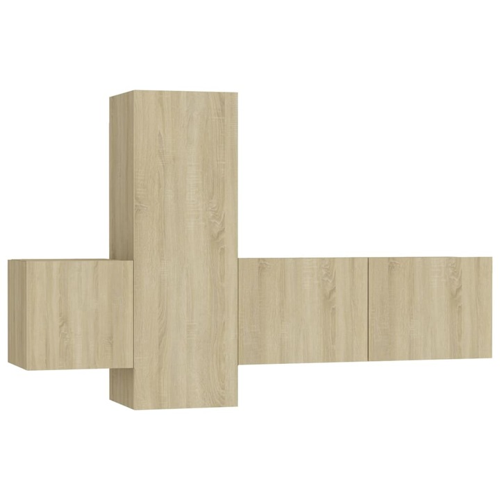 Set de dulapuri TV vidaXL, 3 piese, stejar sonoma, lemn prelucrat, 80 x 30 x 30 cm, 30.6 kg