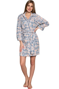 Halat dama de casa, cocolino soft-polar, pufos, imprimeu Stelute gri corai 1433, Gri Halat dama de casa, cocolino soft-polar, pufos, imprimeu Stelute gri corai 1433, Gri