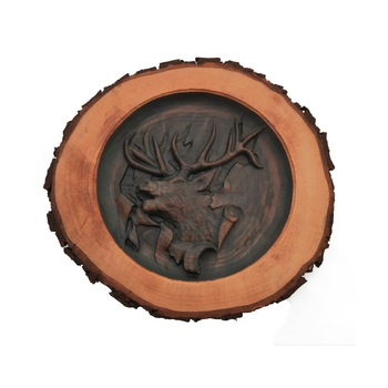 Sculptura rondea de lemn cu diametru 25 cm - Cerb Carpatin Sculptura rondea de lemn cu diametru 25 cm - Cerb Carpatin