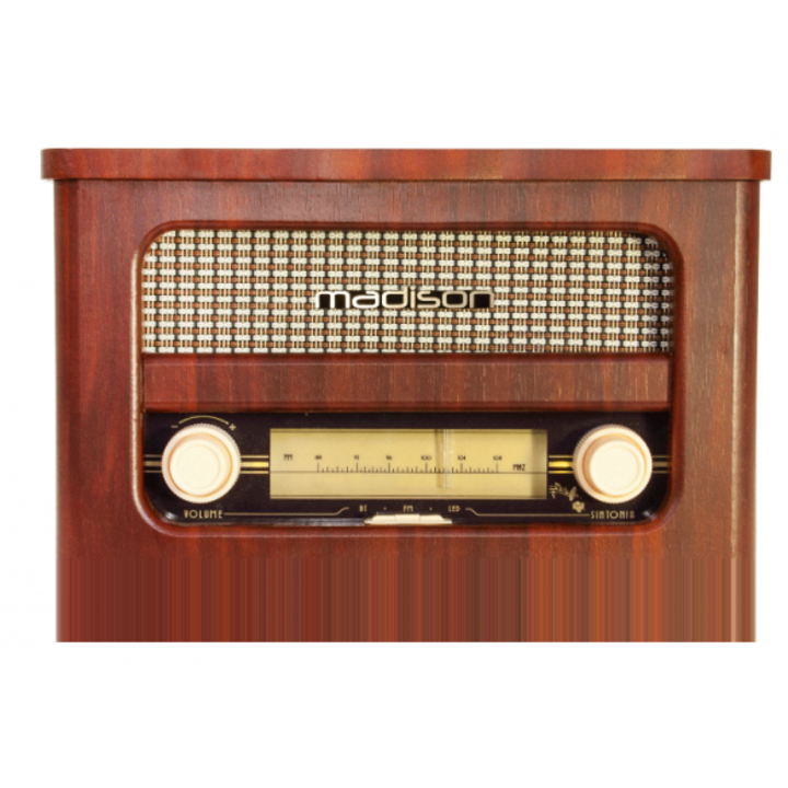 Boxa Portabila Audio cu Design Stil Radio Vintage, Putere 10W, Conexiune Bluetooth, 2.40 - 2.48 GH, Tuner FM, Intrare 5V, Culoare Maro