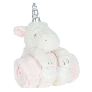 Set paturica si jucarie de plus model unicorn Set paturica si jucarie de plus model unicorn