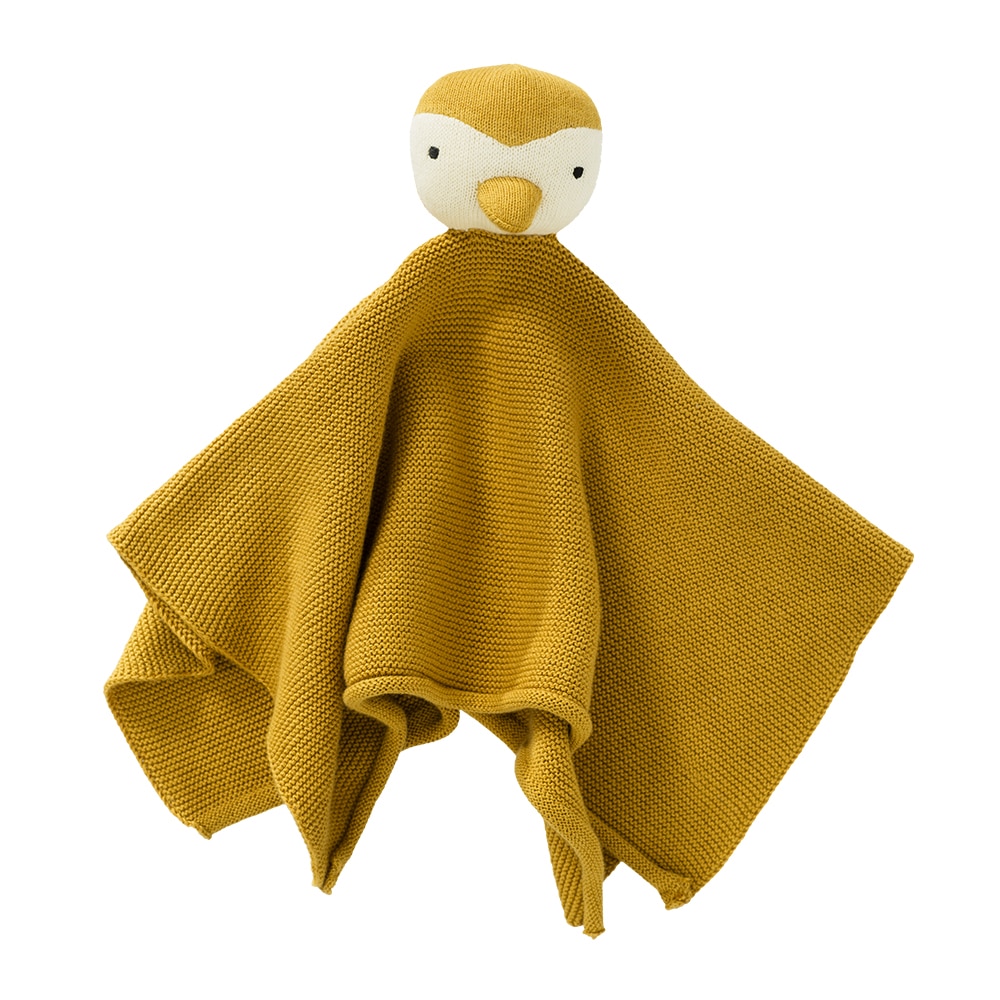 Jucarie doudou Pinguin, Fresk, mustar, din bumbac organic