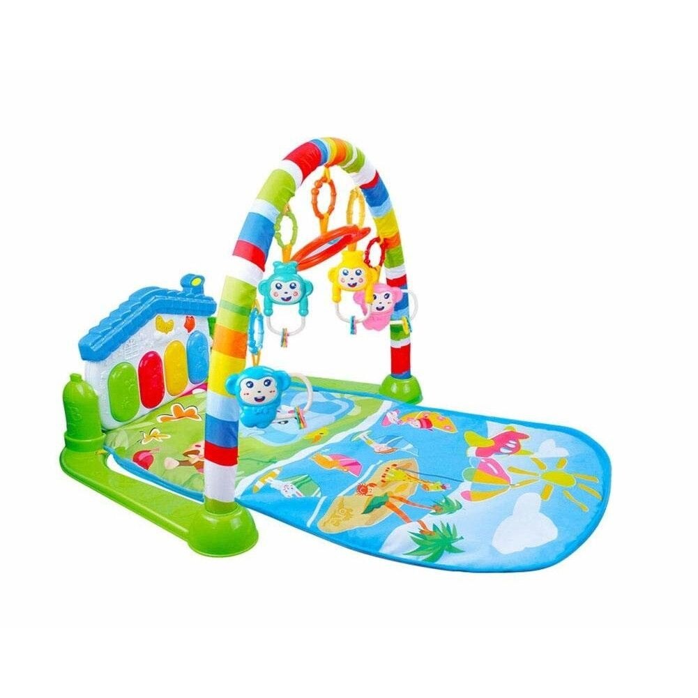 Salteluta de activitati cu pian, 3 in 1, albastru, Isp, 82x47x47 cm