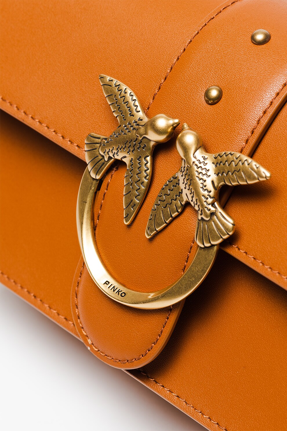 Pinko, Geanta crossbody de piele Love Mini Icon Summer, Maro