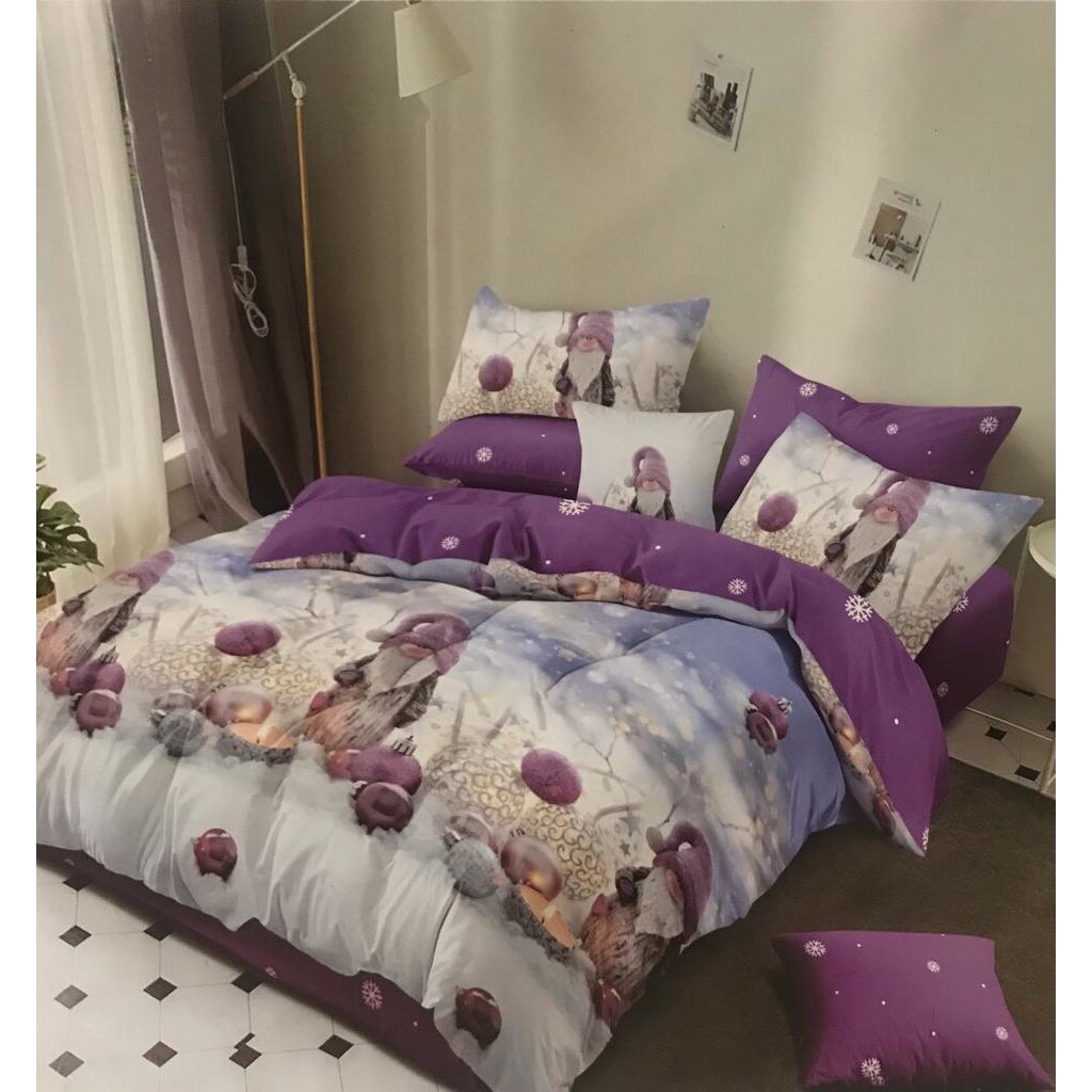 Lenjerie de pat, Pitic in zapada, 2 persoane, 6 piese, bumbac/finet, multicolor, 245 x 250 cm