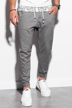 OMBRE, Pantaloni cu croiala conica si snur de ajustare, Gri cenusa OMBRE, Pantaloni cu croiala conica si snur de ajustare, Gri cenusa