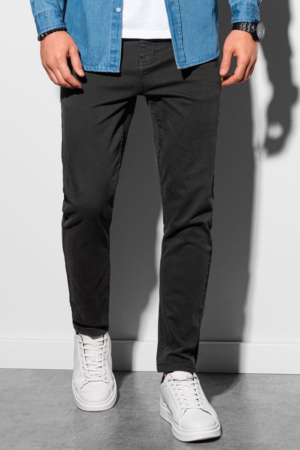 OMBRE, Pantaloni cu croiala dreapta, Negru stins