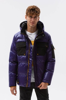 OMBRE, Geaca bufanta cu gluga si aspect matlasat, Galben, Negru, L OMBRE, Geaca bufanta cu gluga si aspect matlasat, Galben, Negru, L