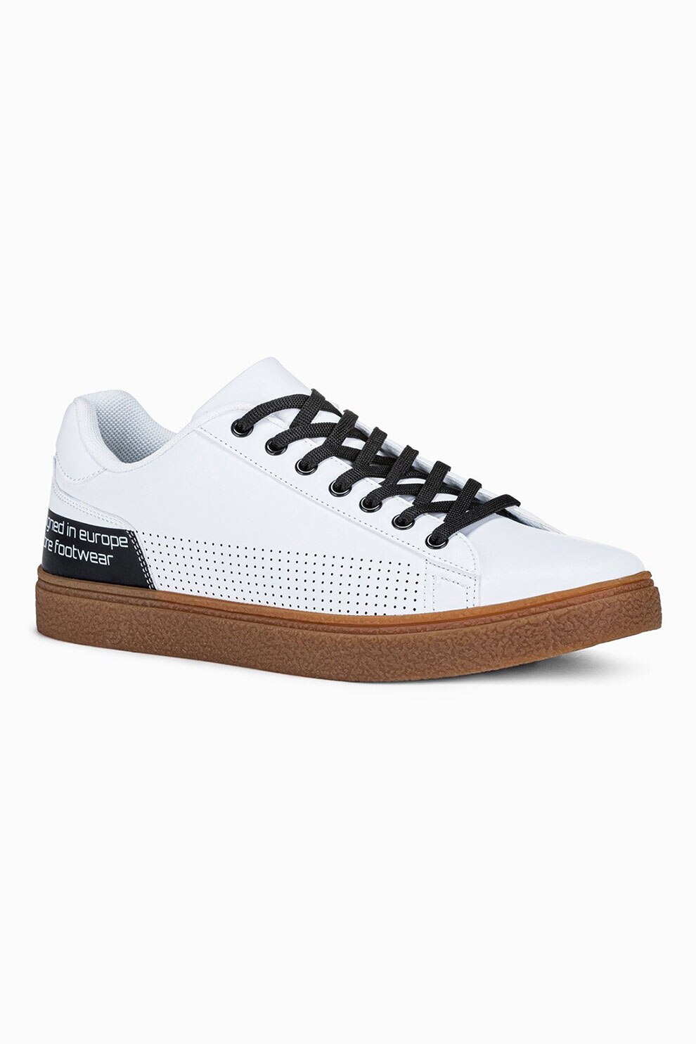 OMBRE, Pantofi sport cu model uni si segmente cu aspect perforat, Alb