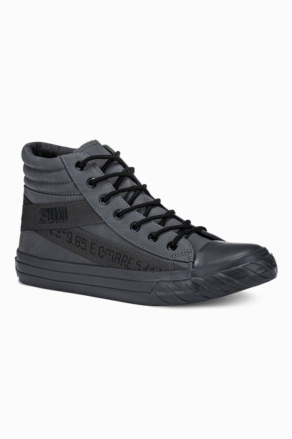 OMBRE, Pantofi sport high-cut din piele ecologica, Gri inchis