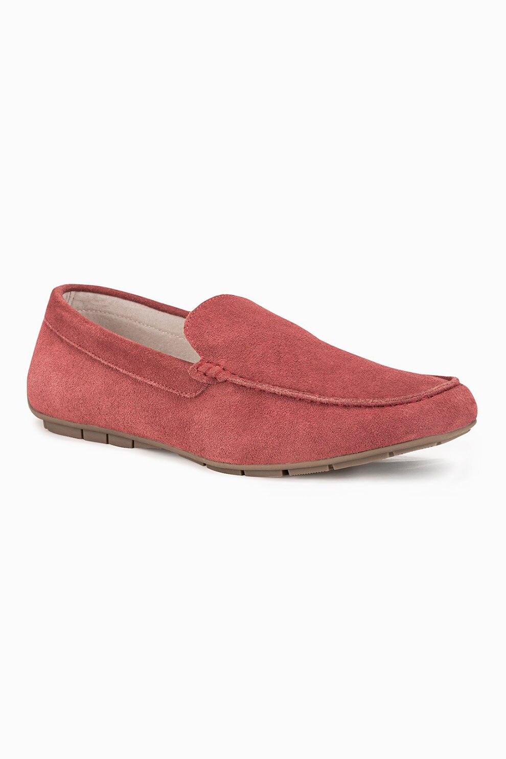 OMBRE, Pantofi loafer uni de piele intoarsa, Rosu stins