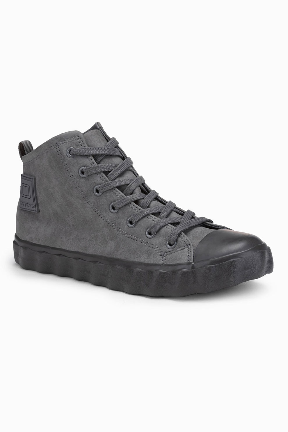 OMBRE, Pantofi sport mid-cut din piele intoarsa ecologica, Gri cenusa
