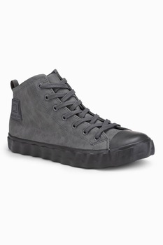 OMBRE, Pantofi sport mid-cut din piele intoarsa ecologica, Gri cenusa OMBRE, Pantofi sport mid-cut din piele intoarsa ecologica, Gri cenusa