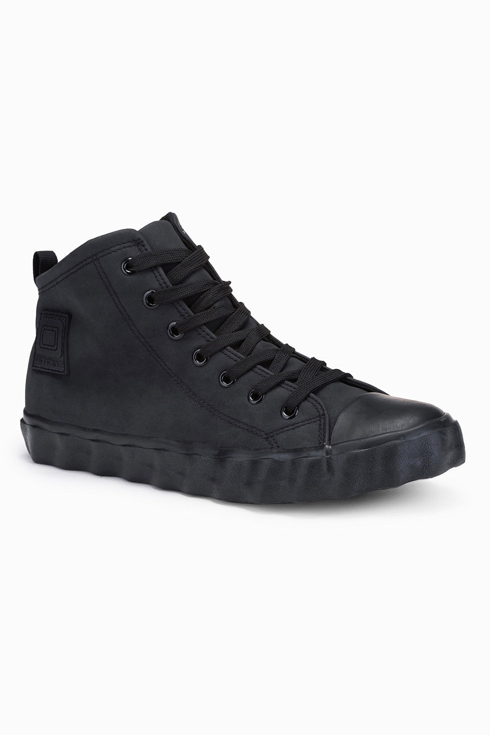 OMBRE, Pantofi sport mid-cut din piele intoarsa ecologica, Negru