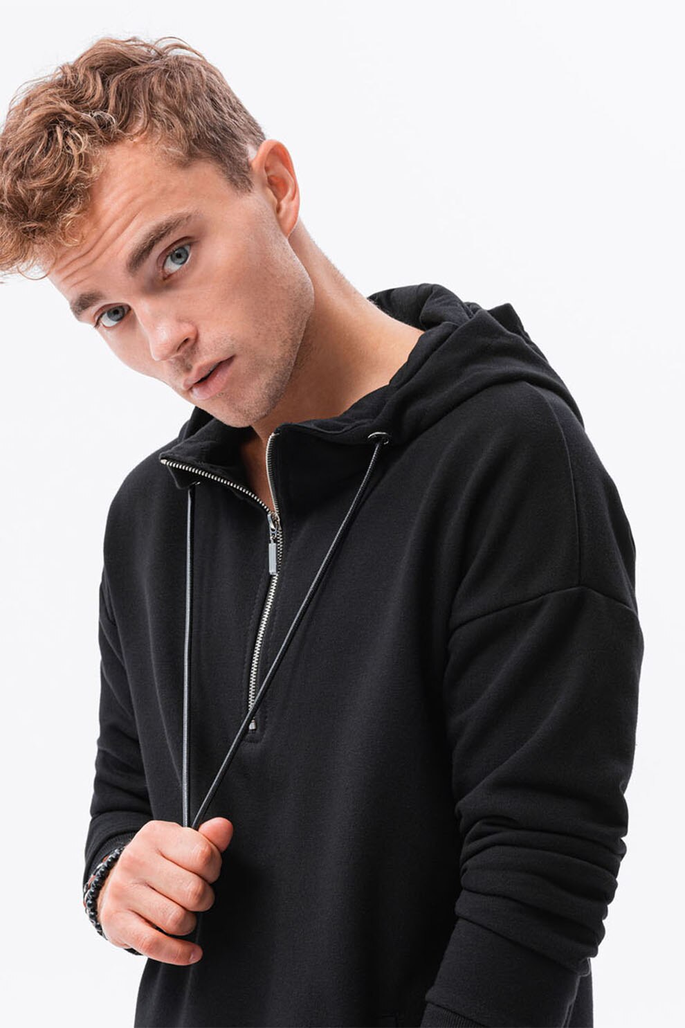 OMBRE, Hanorac cu fenta cu fermoar Tokyo, Negru