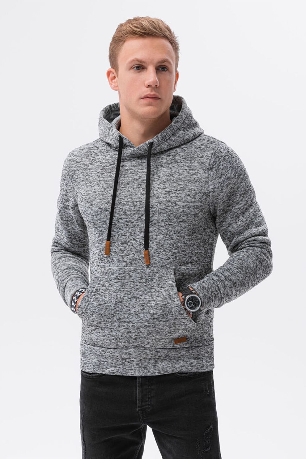 OMBRE, Hanorac cu buzunar kangaroo, Gri