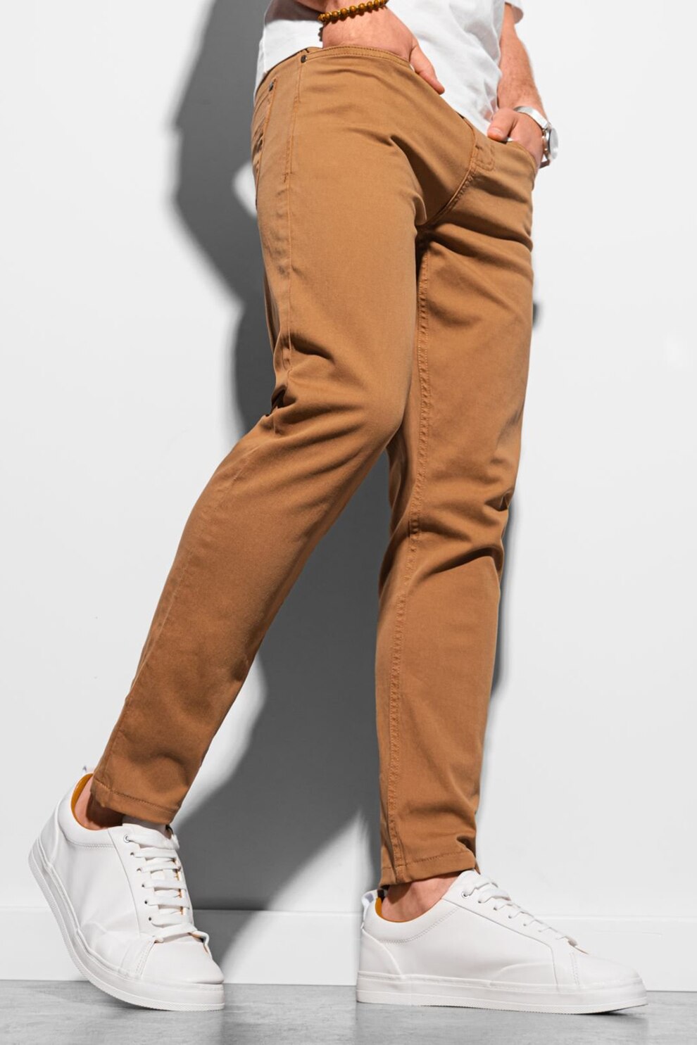 OMBRE, Pantaloni cu croiala dreapta, Maro caramel