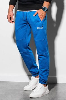 OMBRE, Pantaloni sport cu croiala conica si snur de ajustare, Albastru royal OMBRE, Pantaloni sport cu croiala conica si snur de ajustare, Albastru royal